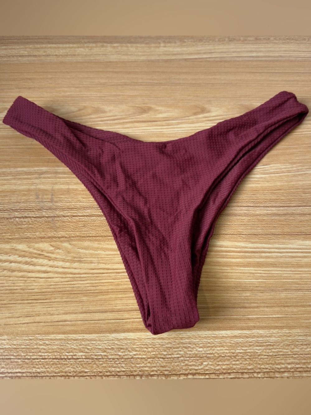 SHEIN Burgundy Textured One-Piece Swim